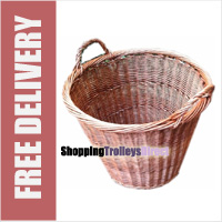 Wicker Large Round Log/Linen Storage Basket with Handles